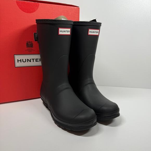 HUNTER Womens Navy Matte Short Adjustable Waterproof Rain  NIB •Hunter Women\'s Original Short back adjustable Rain Boots Size: 8